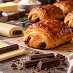 A francia pékségek egyik legismertebb terméke a pain au chocolat: vajas, réteges tészta, amelynek belsejében csokoládé található. Otthoni készítéskor gyakran felmerül, miért nem ugyanazt az eredményt adja egy egyszerűen eltördelt csokoládétábla, mint a pékségben használt, keskeny csokoládérúd. A különbség nem valamiféle titkos adalékban keresendő önmagában, hanem a termék célzott kialakításában és a teljes sütési folyamatban.